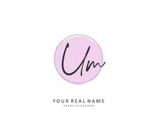 U M UM Initial letter handwriting and  signature logo. A concept handwriting initial logo with template element. vector