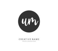 U M UM Initial letter handwriting and  signature logo. A concept handwriting initial logo with template element. vector