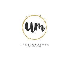 U M UM Initial letter handwriting and  signature logo. A concept handwriting initial logo with template element. vector