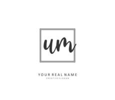 U M UM Initial letter handwriting and  signature logo. A concept handwriting initial logo with template element. vector