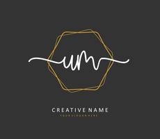 U M UM Initial letter handwriting and  signature logo. A concept handwriting initial logo with template element. vector