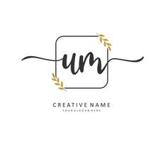 U M UM Initial letter handwriting and  signature logo. A concept handwriting initial logo with template element. vector