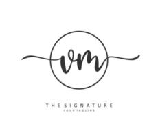 V M VM Initial letter handwriting and  signature logo. A concept handwriting initial logo with template element. vector