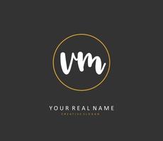 V M VM Initial letter handwriting and  signature logo. A concept handwriting initial logo with template element. vector