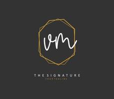 V M VM Initial letter handwriting and  signature logo. A concept handwriting initial logo with template element. vector