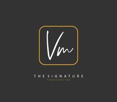 V M VM Initial letter handwriting and  signature logo. A concept handwriting initial logo with template element. vector