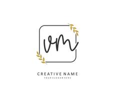 V M VM Initial letter handwriting and  signature logo. A concept handwriting initial logo with template element. vector