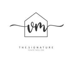 V M VM Initial letter handwriting and  signature logo. A concept handwriting initial logo with template element. vector