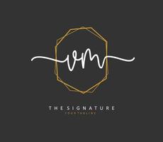 V M VM Initial letter handwriting and  signature logo. A concept handwriting initial logo with template element. vector