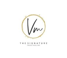 V M VM Initial letter handwriting and  signature logo. A concept handwriting initial logo with template element. vector