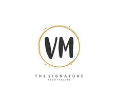 V M VM Initial letter handwriting and  signature logo. A concept handwriting initial logo with template element. vector