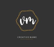 V M VM Initial letter handwriting and  signature logo. A concept handwriting initial logo with template element. vector