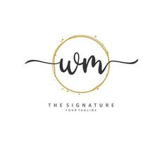 W M WM Initial letter handwriting and  signature logo. A concept handwriting initial logo with template element. vector