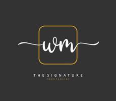 W M WM Initial letter handwriting and  signature logo. A concept handwriting initial logo with template element. vector