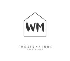 W M WM Initial letter handwriting and  signature logo. A concept handwriting initial logo with template element. vector