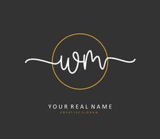 W M WM Initial letter handwriting and  signature logo. A concept handwriting initial logo with template element. vector