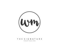 W M WM Initial letter handwriting and  signature logo. A concept handwriting initial logo with template element. vector