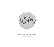 W M WM Initial letter handwriting and  signature logo. A concept handwriting initial logo with template element. vector