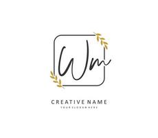 W M WM Initial letter handwriting and  signature logo. A concept handwriting initial logo with template element. vector