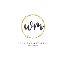 W M WM Initial letter handwriting and  signature logo. A concept handwriting initial logo with template element. vector
