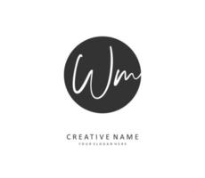 W M WM Initial letter handwriting and  signature logo. A concept handwriting initial logo with template element. vector