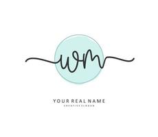 W M WM Initial letter handwriting and  signature logo. A concept handwriting initial logo with template element. vector