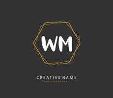 W M WM Initial letter handwriting and  signature logo. A concept handwriting initial logo with template element. vector