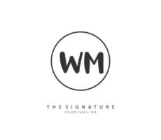 W M WM Initial letter handwriting and  signature logo. A concept handwriting initial logo with template element. vector