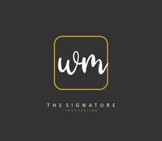 W M WM Initial letter handwriting and  signature logo. A concept handwriting initial logo with template element. vector