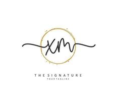 X M XM Initial letter handwriting and  signature logo. A concept handwriting initial logo with template element. vector