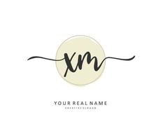 X M XM Initial letter handwriting and  signature logo. A concept handwriting initial logo with template element. vector