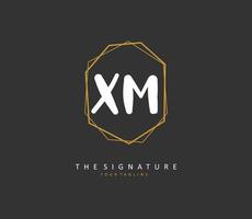 X M XM Initial letter handwriting and  signature logo. A concept handwriting initial logo with template element. vector