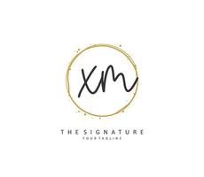 X M XM Initial letter handwriting and  signature logo. A concept handwriting initial logo with template element. vector