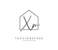 X M XM Initial letter handwriting and  signature logo. A concept handwriting initial logo with template element. vector