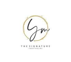 Y M YM Initial letter handwriting and  signature logo. A concept handwriting initial logo with template element. vector