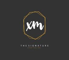 X M XM Initial letter handwriting and  signature logo. A concept handwriting initial logo with template element. vector