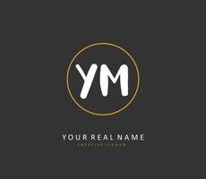 Y M YM Initial letter handwriting and  signature logo. A concept handwriting initial logo with template element. vector