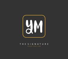 Y M YM Initial letter handwriting and  signature logo. A concept handwriting initial logo with template element. vector