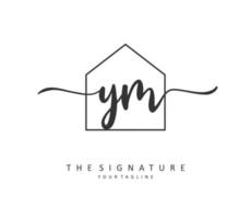 Y M YM Initial letter handwriting and  signature logo. A concept handwriting initial logo with template element. vector