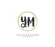 Y M YM Initial letter handwriting and  signature logo. A concept handwriting initial logo with template element. vector