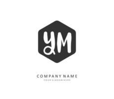 Y M YM Initial letter handwriting and  signature logo. A concept handwriting initial logo with template element. vector