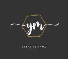 Y M YM Initial letter handwriting and  signature logo. A concept handwriting initial logo with template element. vector