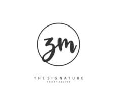Z M ZM Initial letter handwriting and  signature logo. A concept handwriting initial logo with template element. vector