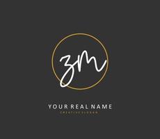 Z M ZM Initial letter handwriting and  signature logo. A concept handwriting initial logo with template element. vector