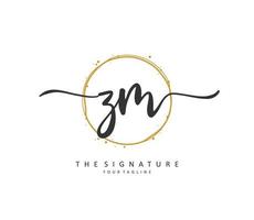 Z M ZM Initial letter handwriting and  signature logo. A concept handwriting initial logo with template element. vector