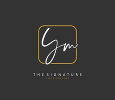 Y M YM Initial letter handwriting and  signature logo. A concept handwriting initial logo with template element. vector