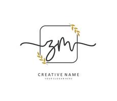 Z M ZM Initial letter handwriting and  signature logo. A concept handwriting initial logo with template element. vector