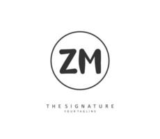 Z M ZM Initial letter handwriting and  signature logo. A concept handwriting initial logo with template element. vector