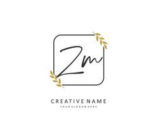 Z M ZM Initial letter handwriting and  signature logo. A concept handwriting initial logo with template element. vector