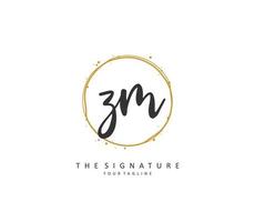 Z M ZM Initial letter handwriting and  signature logo. A concept handwriting initial logo with template element. vector